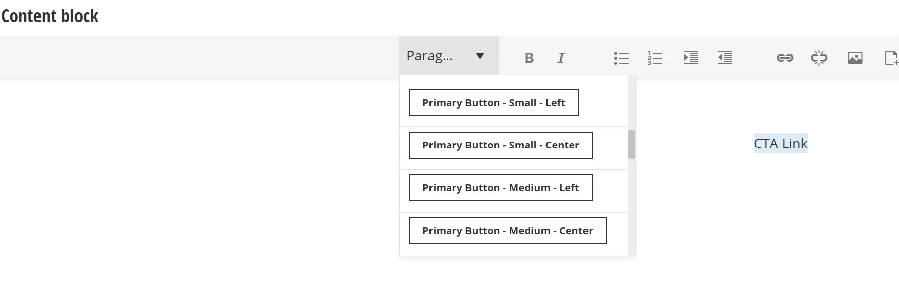 from cta link select format button choice