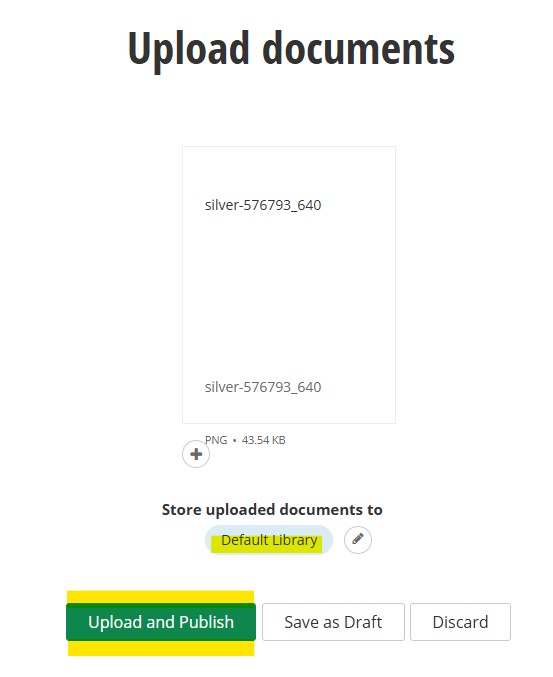 Upload file change library and publish