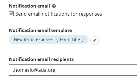 form submission email notice to form sme