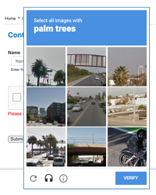 Google reCAPTCHA image challenge