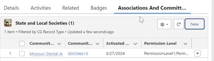 Contact associations and committees state and local assigned list permission displays